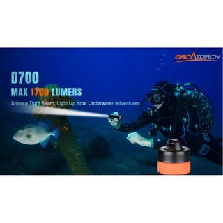 ไฟฉายดำน้ำ orcatorch รุ่น D700 Max 1700 lumens ดำน้ำลึก 150 meters