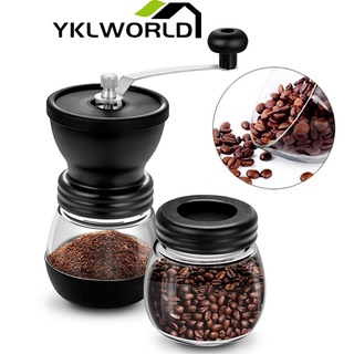 YKLWORLD ที่บดเม็ดกาแฟ เครื่องบดกาแฟวินเทจ แบบมือหมุน เครื่องบดเมล็ดกาแฟ ปรับความละเอียดได้ Coffee Bean Grinder