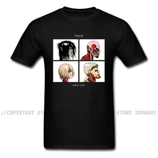 เสื้อยืด พิมพ์ลายอนิเมะ Attack On Titan Titan Survey Day สีดํา สไตล์ฮาราจูกุ สตรีท