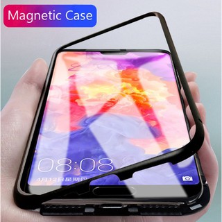 Metal Magnetic Glass Back Case for Huawei P20 P20Pro Tempered Glass Film +Bumper
