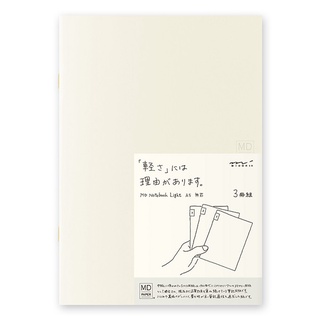 MIDORI MD Notebook Light Blank 3pcs Pack (D15212006) / สมุด MD ขนาด A5 รุ่นบาง แบบไม่มีเส้น แพ็ค 3 เล่ม แบรนด์ MIDORI