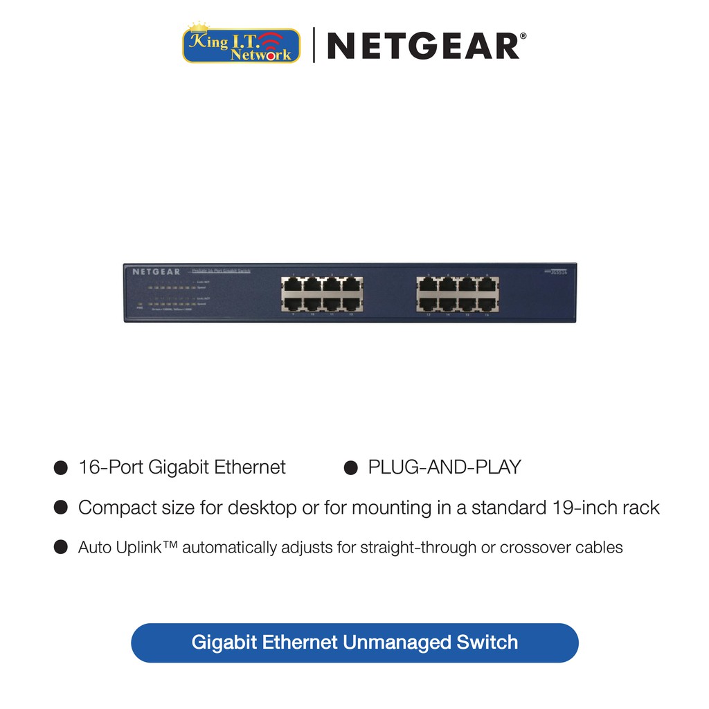 NETGEAR (JGS516) 16-Port Gigabit Ethernet Unmanaged Switch ราคา ถูกที่สุด ดีลบีเคเค แกลเลอรีภาพที่ 2