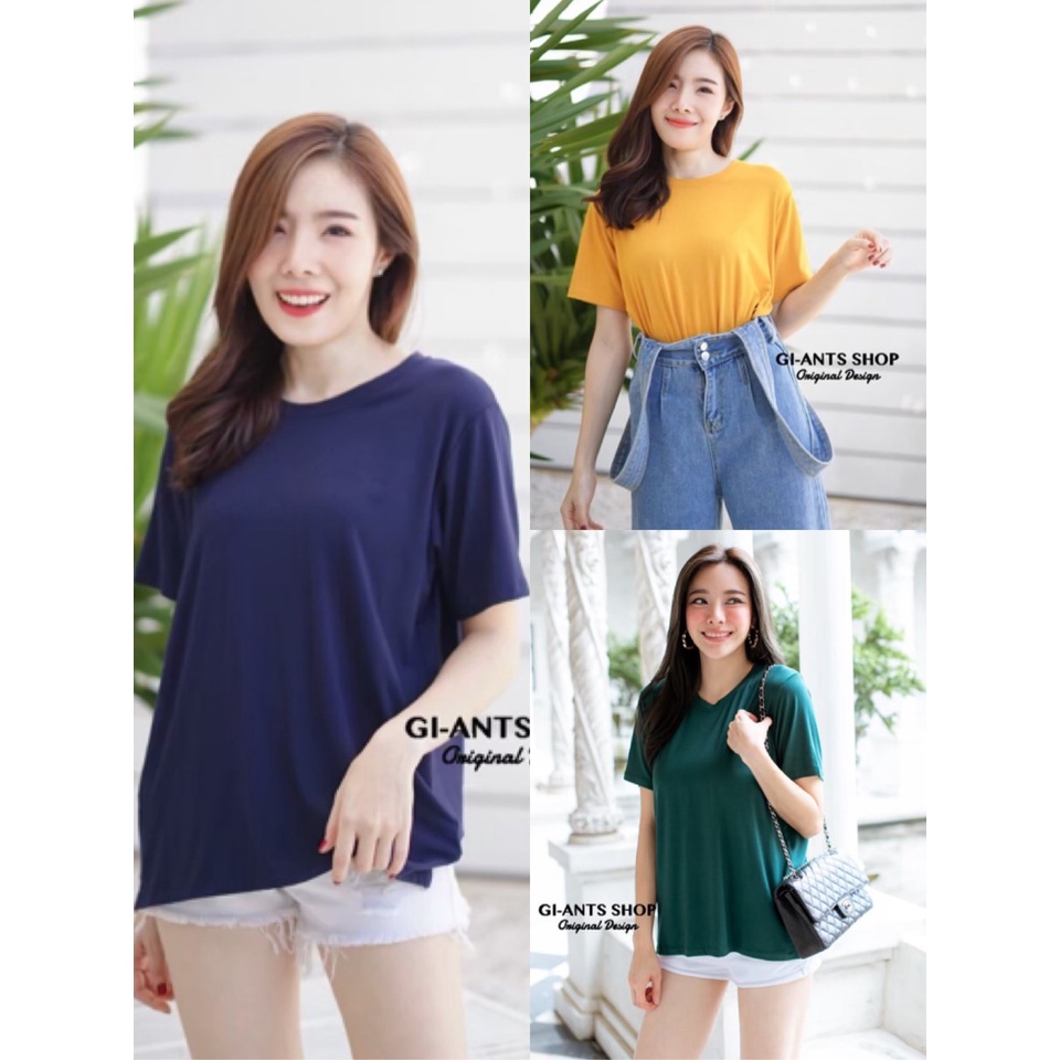 (อก40"ยาว25") G005 ป้าย GI-ANTS เสื้อเรย่อน คอกลม