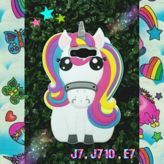 เคสซิลิโคนRainbow Unicornเต็มๆตัว สำหรับซัมซุงJ7 J710 E7