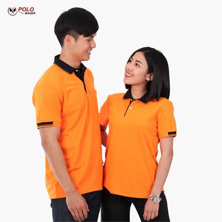 เสื้อโปโล สีส้ม ปกขลิบดำ PK009 - Polomaker