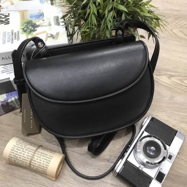 CHARLES & KEITH Half Moon Crossbody Bag Saddle