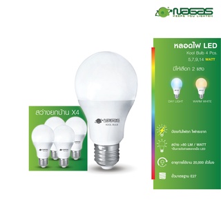 NAGAS หลอดไฟ LED รุ่น Kool Bulb 5 - 9 Watt ขั้ว E27 ประหยัดไฟ รับประกัน 1 ปี ( ชุดสุดคุ้ม 4 หลอด )