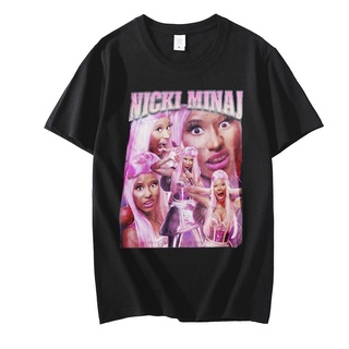 เสื้อยืดผ้าฝ้ายพิมพ์ลายเสื้อยืด ทรงหลวม พิมพ์ลายกราฟฟิคนักร้องนิกเกิล Minaj สไตล์ฮาราจูกุ สําหรับคู่รัก