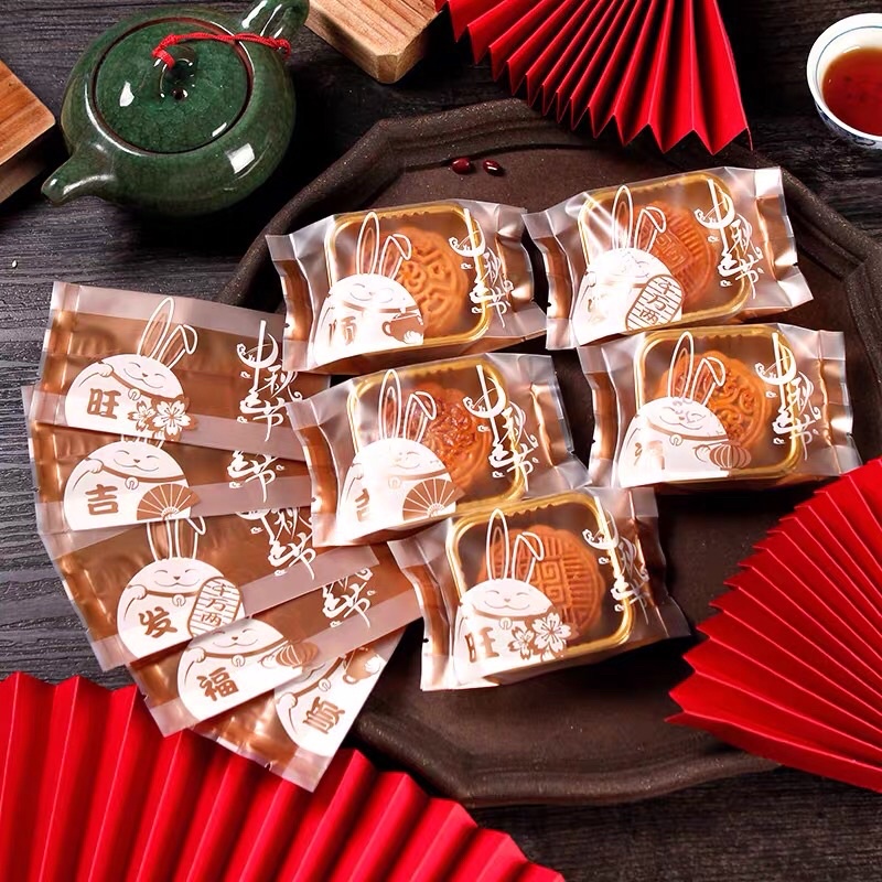 ZQ-31 (100 ชิ้น) ถุง OPP กระต่ายสําหรับขนมไหว้พระจันทร์ (50g/80g/100g)