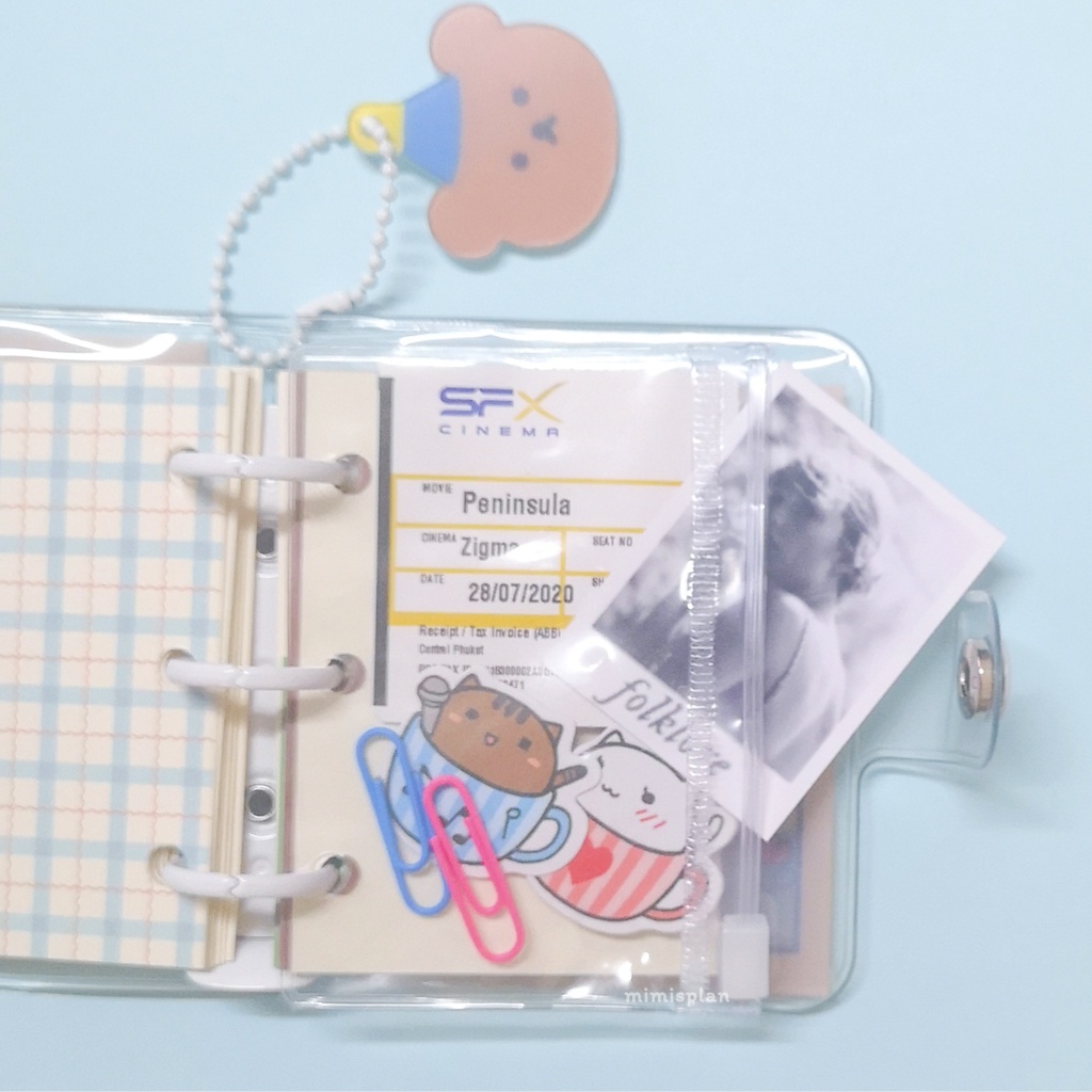ซองเก็บของ 3 รู Mini Pocket 👛 ซองซิป ซองการ์ด 3 Holes Transparent PVC Card Zip Pocket Refill สมุดแพล