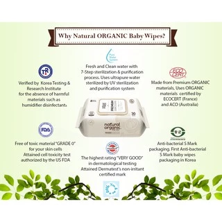 Natural Organic,Premium Embossing Baby Wipe (Portable Cap, 4*30 Sheets)