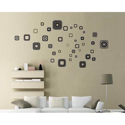 JM8336 สติ๊กเกอร์ติดผนังสี่เหลี่ยมสีดํา สติ๊กเกอร์ติดผนังติดผนัง 50x70 ซม.