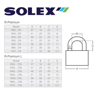 SOLEX กุญแจคล้อง No. R-PREMIUM ( ระบบลูกปืน )