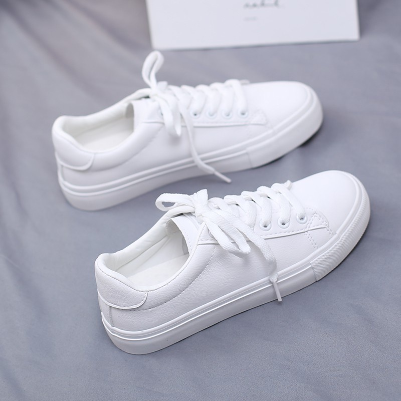 HotP50 | DD&OO รองเท้าผ้าใบหนังนิ่มสีขาว งานน่ารักหนังนิ่ม สินค้าพร้อมส่ง