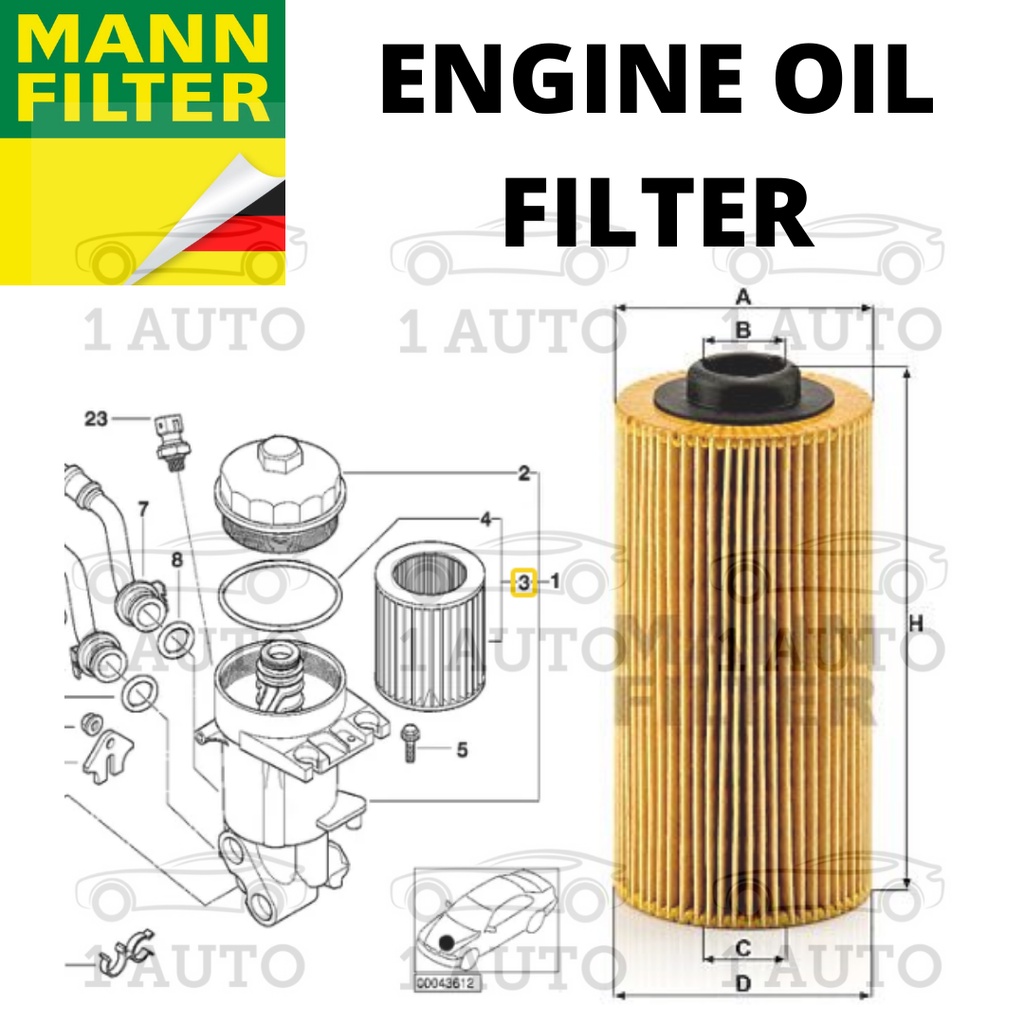 MANN GERMANY กรองน้ํามันเครื่อง BMW E53 X5 4.4 4.6iS M62 V8 เครื่องยนต์ RANGE ROVER L322 4.4 V8