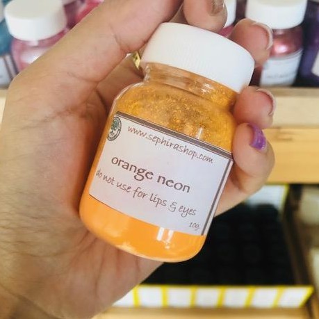 สีส้มสะท้อนแสง Orange Neon Pigment Cosmetic เกรดเครื่องสำอาง ใช้ทำสบู่ ทำลิป ทำเรซิ่น ทำเทียน