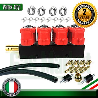 Valtek Gas Injector Type 30 4 cyl with Hoses and Clamps- ชุดเซ็ต รางหัวฉีด Valtek 4 สูบ 3 โอห์ม พร้อมท่อยางและเข็มขัดy)