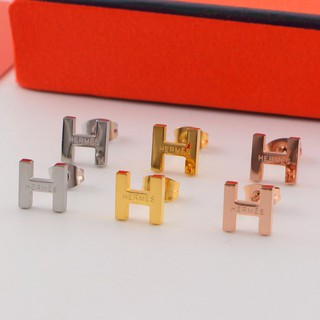 Fashion S925 Silver H letter stud stud stud personality