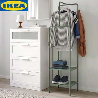 IKEA NIKKEBY นิคเคบี ราวแขวนผ้า ราวตากผ้า สีเทา-เขียว ขนาด 45x170 ซม.