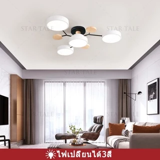 โคมไฟ โคมระย้าเพชร โคมไฟเพดาน led 3 สีห้องนั่งเล่นโคมระย้า ห้องนอนโมเดิร์นโคมไฟเพดาน โคมไฟระย้า ไฟเพดาน