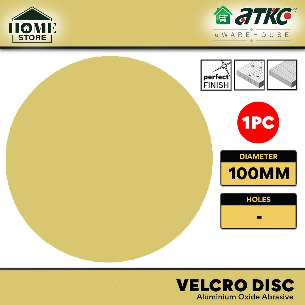 Home Store แผ่นขัดตีนตุ๊กแกอลูมิเนียมออกไซด์ 4" 100 มม.กรวดขนาด P60 ~ P1000 Kertas Pasir Bulat - สีเ
