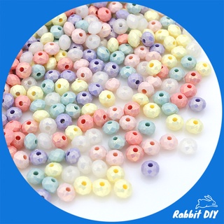 ลูกปัด ลูกปัดตกแต่ง สีพาสเทลกึ่งเงา คละสี รูปผลึก ขนาดเล็ก ขนาด 6 มม. (แพ็กถุงละ 30 กรัม)
