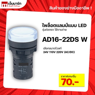 Pilot lamp LED 22mm ไพล็อตเเลมป์ ขนาด 22มิล หลอดไฟ AC/DC AD16-22DS WHITE