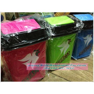 [ขายยกโหล12ใบ ]  ถังขยะ ฟรีเบิร์ด จุ 10 ลิตร สีสวย (24 x24xสูง 35 cm) คละสี
