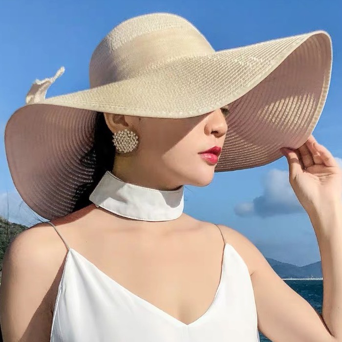 หมวกสานปีกกว้าง ใส่เที่ยวทะเล แฟชั่นสไตล์ญี่ปุ่น พับได้ หลายสี A333