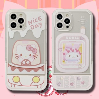 เคสโทรศัพท์มือถือ ซิลิโคนนุ่ม ใส ลายการ์ตูนแมว กระต่าย พร้อมที่ตั้งวาง สําหรับ iphone 14 7plus 8plus 11 12 13 pro xs XR max