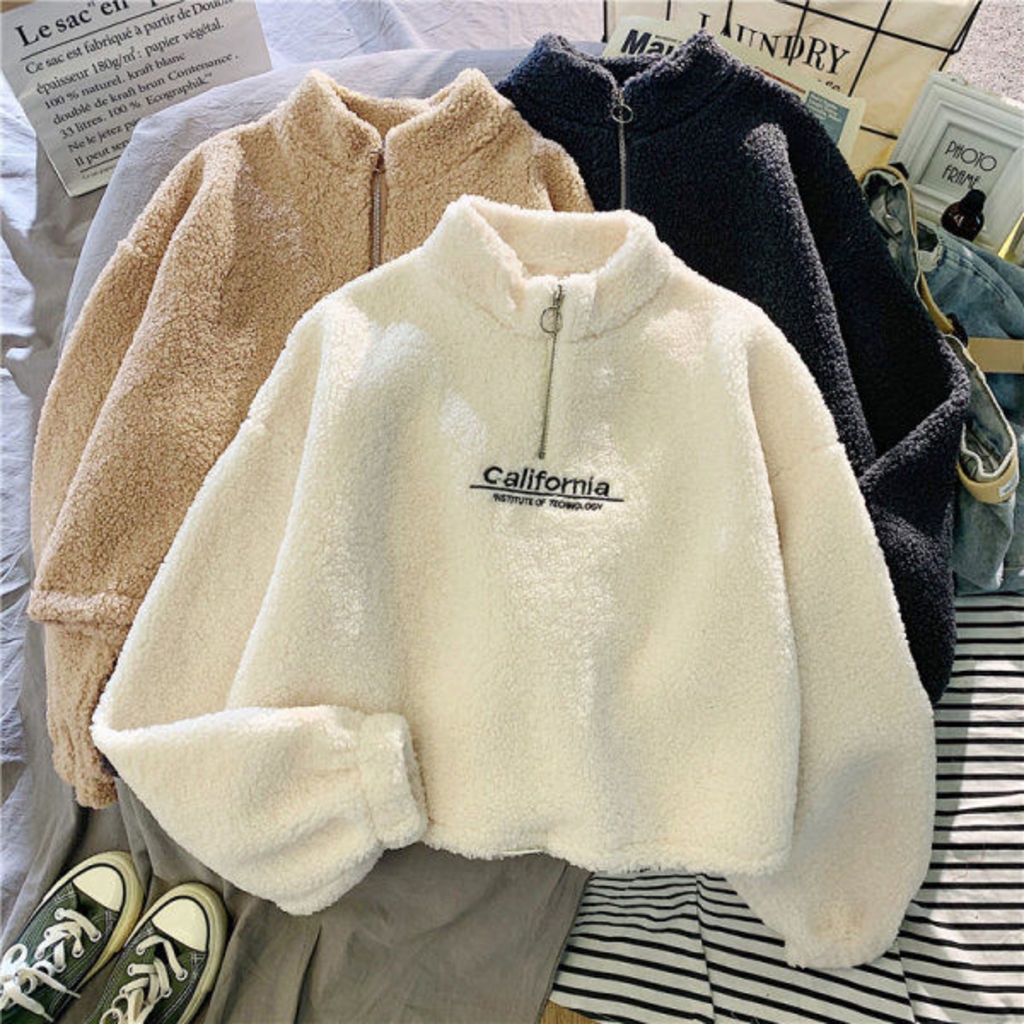 เสื้อแจ็กเก็ตคอเต่า แขนยาว ผ้ากํามะหยี่ ทรงหลวม สไตล์เกาหลี สําหรับผู้หญิง