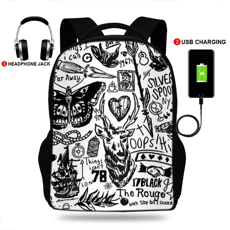 Larry Stylinson Tattoos Backpack One Direction Backpacks Teenage High  Quality Bag Men-Women Multi Pocket Trend Shopping | Shopee Thailand