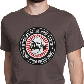 เสื้อยืด ผ้าฝ้าย พิมพ์ลาย Karl Marx Workers Unite สําหรับผู้ชายS-5XL