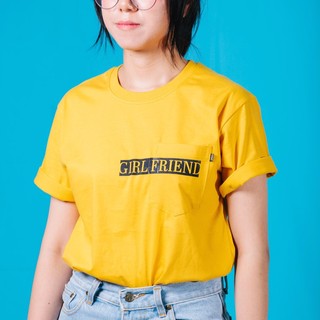 GIRLFRIEND - MUSTARD YELLOW ORIGINAL Pocket Tee Tshirt เสื้อยืด คอตตอน 100% เกรดพรีเมี่ยม SPACE AND TIME ORIGINAL