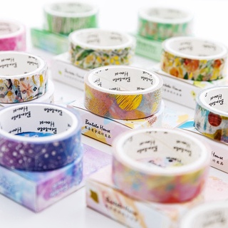 Starry Sky Forest Flower Unicorn and Paper Tape Hot Stamping Laser Self-adhesive Tape DIY Scrapbook Label Masking Tape