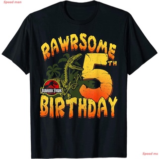 เสื้อยืดครอปจูราสสิค เวิ์ ธีม เด็กผู้ชาย น่ารัก เสื้อยืดJuric World3 Juric Park Rawrsome 5th Birthday T-Shirt เสื้อแฟชั่