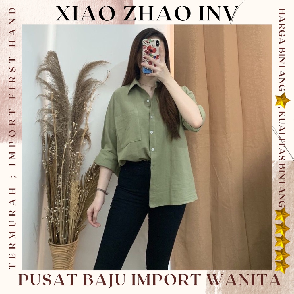 KEMEJA XIAOZHAO.INV | Alea Shirt Womens Large Linen Shirt Olivia Shirt Linen Pocket Premium Collecti