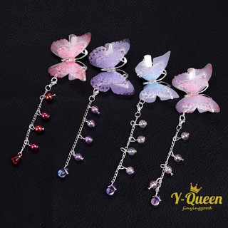 1Pcs Chinese Ancient Hanfu Headdress Colorful Tassel Hairclip Butterfly Shape Hairpins Sweet Girl Headpiece