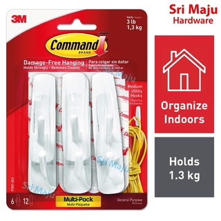 Maju 3M Command Value Pack 17001-6 ตะขอแขวนเสื้อโค้ท อเนกประสงค์ 17001