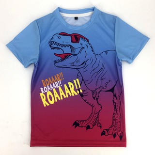 HLurban เสื้อยืดเด็ก คอกลม แขนสั้น พิมพ์ลายไดโนเสาร์ Dinosaur ทีเร็กซ์ T-rex ใส่ได้ทั้งเด็กผู้ชาย เด็กผู้หญิง ผ้าดี