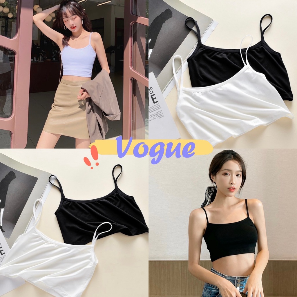 Vogue🌟พร้อมส่ง🌟 เสื้อสายเดี่ยว ผ้านิ่มใส่สบาย ทรงครอปสั้น กำลังมา (YP-2) -H