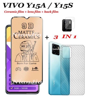 3in1 ฟิล์มเซรามิคนิ่ม และเลนส์ สําหรับ vivo Y15s Y15A Y21 Y33S Y72 5G Y20 Y54S Y12A Y31 Y76 5G