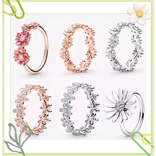 Sparkling Daisy Flower Crown Ring &amp; &amp; Daisy Flower Ring &amp; Pink Daisy Flower Trio Ring
