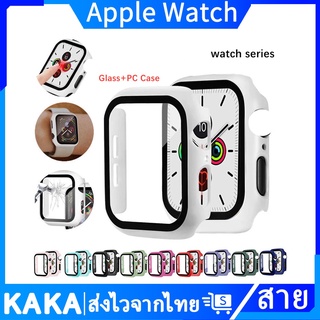 เคส พร้อมกระจกกันรอยคลุมรอบหน้าจอ สำหรับ Apple Watch 1/2/3/4/5/6 SE 38 มม. 40 มม. 42 มม. 44 มม