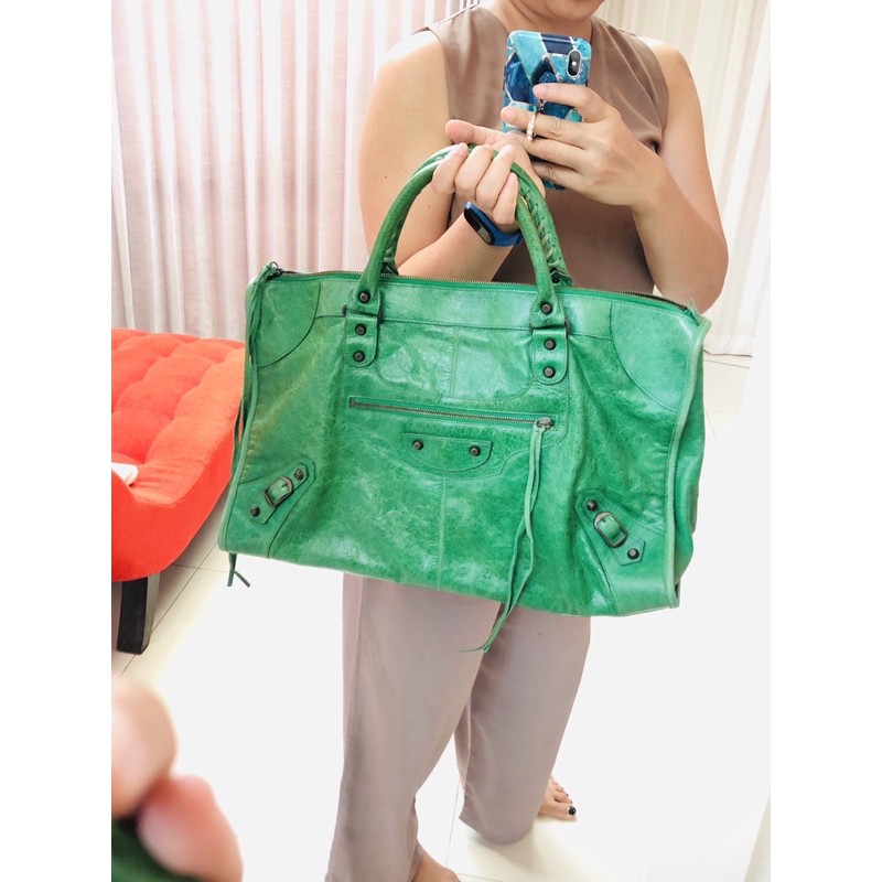 Balenciaga work ของแท้ มือสอง หมุดธรรมดา สีเขียว Vert Gazon หายากมาก