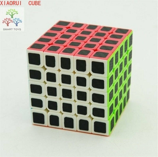 XIAORUI 5x5x5 Black Carbon Fiber Sticker Magic Cube Speed Cube for Competition