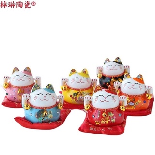 แมวนำโชค ของตกแต่งบ้าน การตกแต่ง ✇▬Guochao Palace Lucky Cat เครื่องประดับขนาดเล็ก Shop เปิดด้านหน้าของขวัญเซรามิคห้องนั่