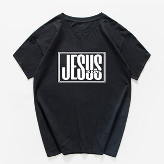 [S-5XL] เสื้อยืด พิมพ์ลายตัวอักษร Jesus Is King Christian Faith ทรงหลวม โอเวอร์ไซซ์ แนวสตรีท สําหรับผู้ชาย รองรับ 130 กก