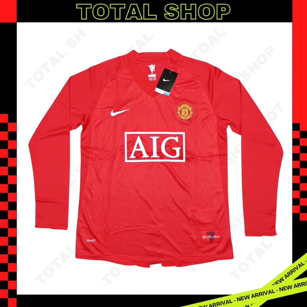 Manchester United 2007/08 เสื้อบอลแมนยูย้อนยุคแขนยาว เสื้อแมนยูย้อนยุคAIG