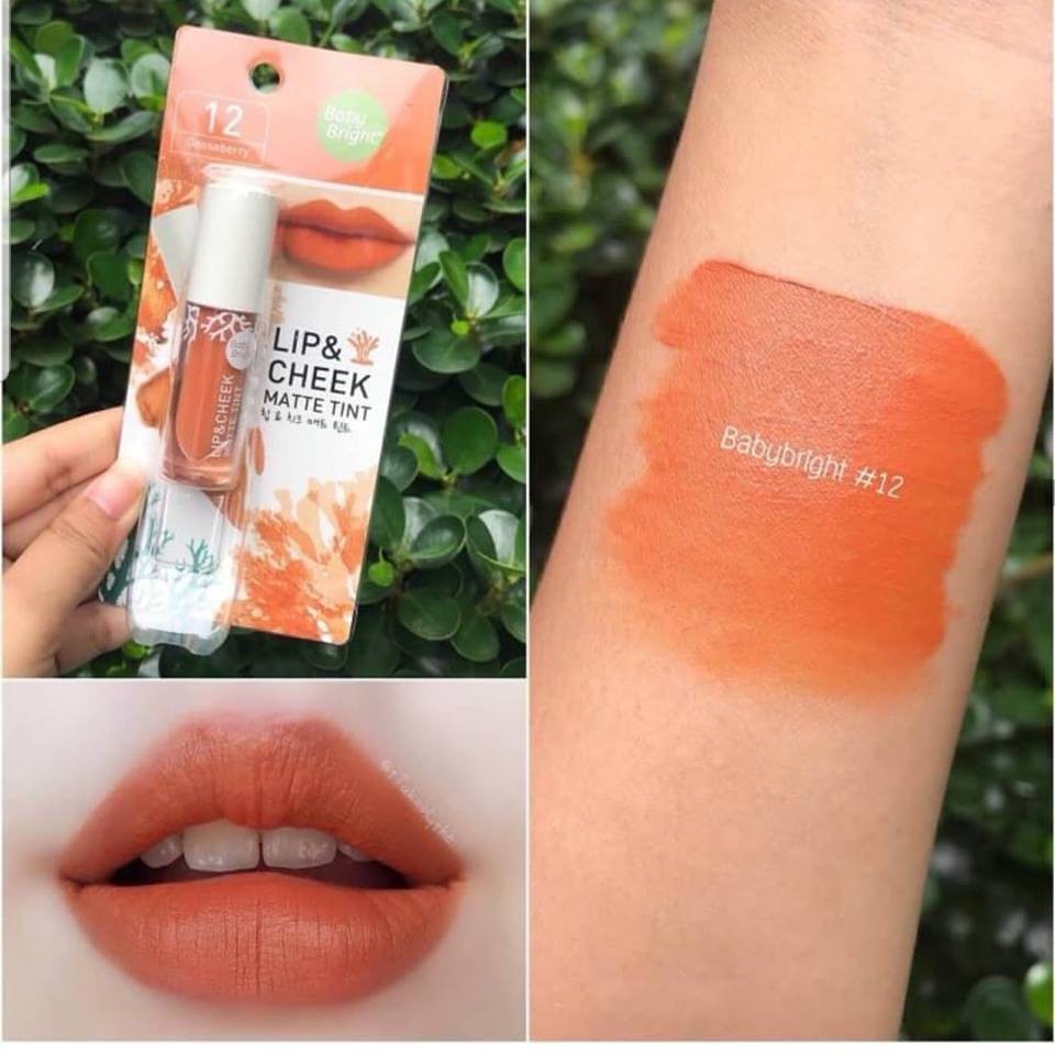 แท้! โปร ชิ้นละ 47฿ ครบทุกเบอร์ วันนี้วันเดียวเท่านั้น Lip & Cheek-Matte Tint-2.4g-Baby Bright